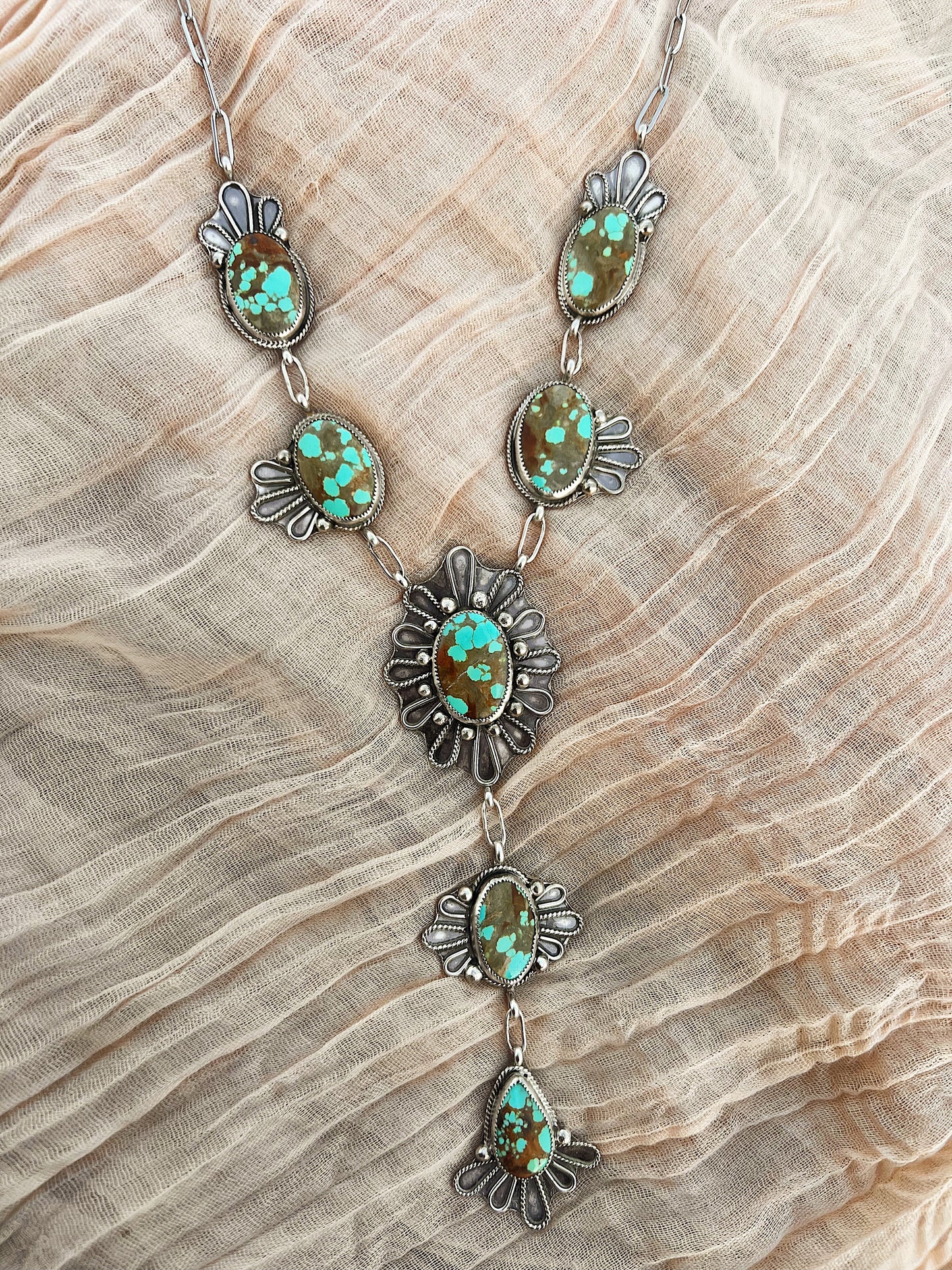 #8 Turquoise Statement Lariat Necklace and Ring