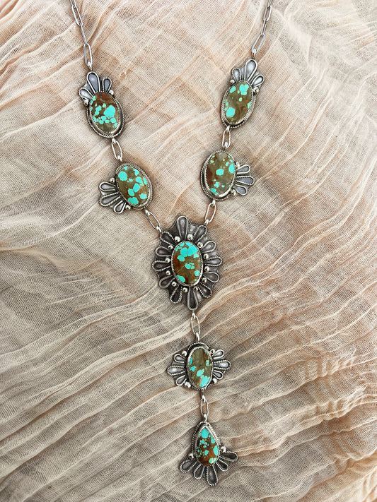 #8 Turquoise Statement Lariat Necklace and Ring