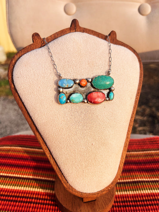 Colorful Cluster Bar Necklace