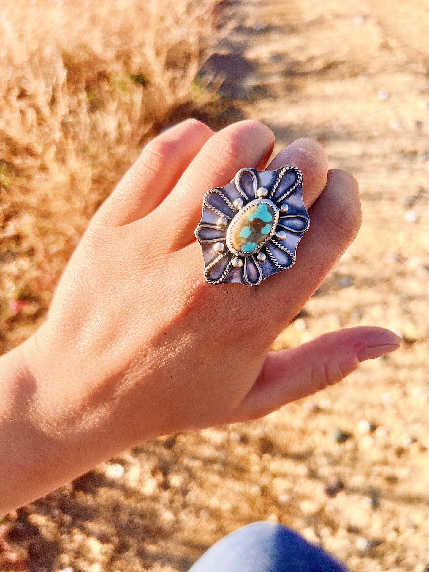 #8 Turquoise Statement Lariat Necklace and Ring